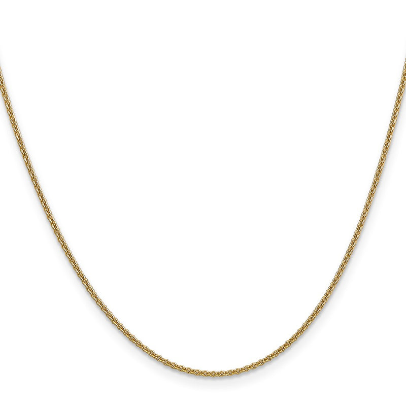 22 Inch 10K Yellow Gold 1.4mm Round Open Link Cable Chain Necklace