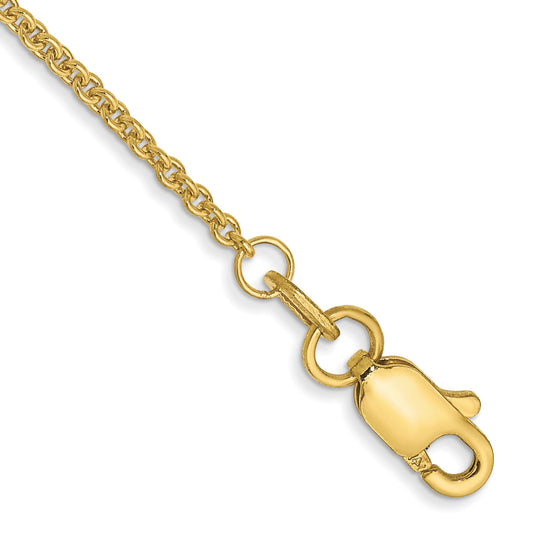 10K Yellow Gold 1.4mm Round Open Link Cable Chain Anklet
