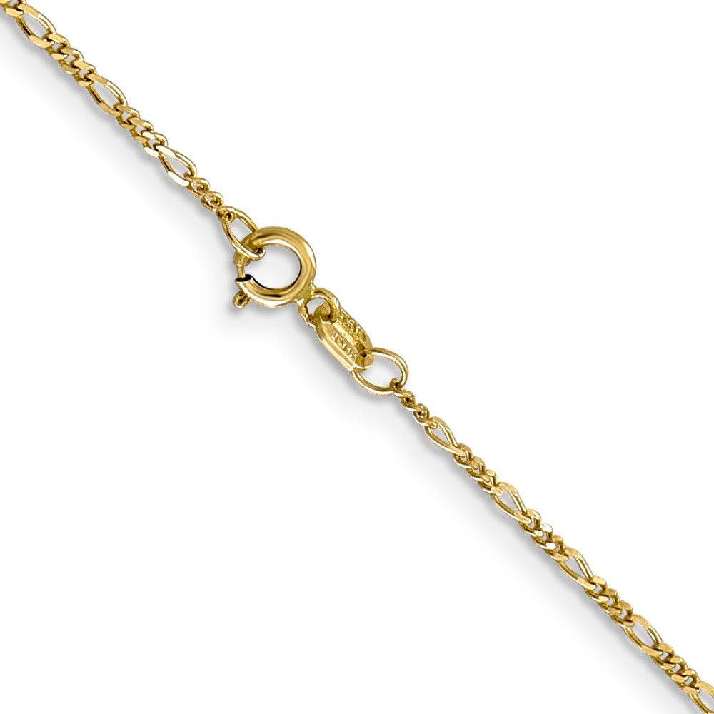 10K Yellow Gold 1.25mm Flat Figaro Pendant Chain Necklace