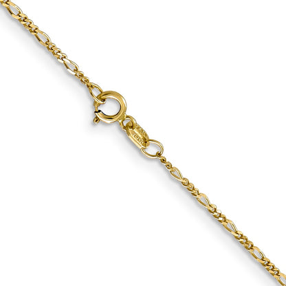 10K Yellow Gold 1.25mm Flat Figaro Pendant Chain Necklace