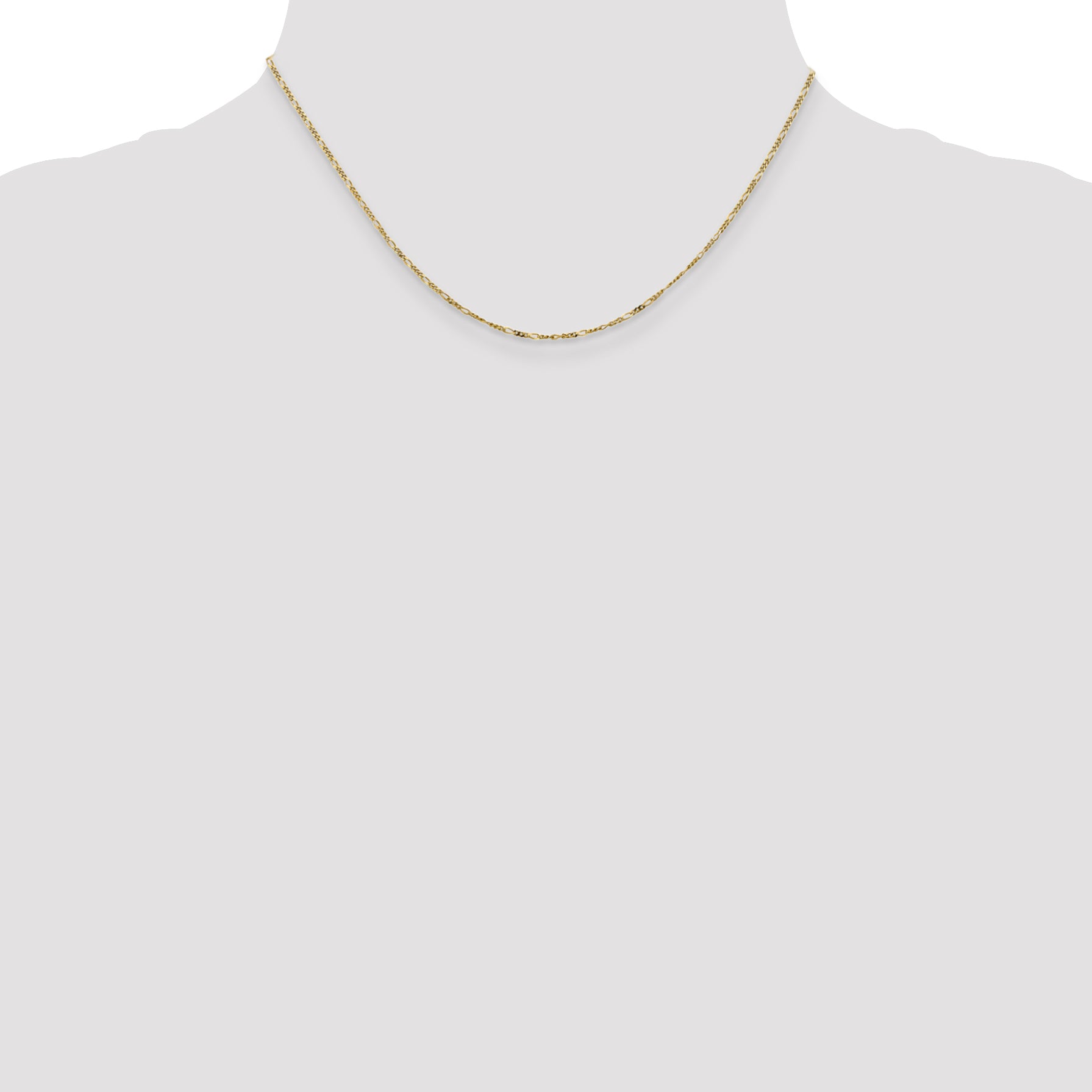 10K Yellow Gold 1.25mm Flat Figaro Pendant Chain
