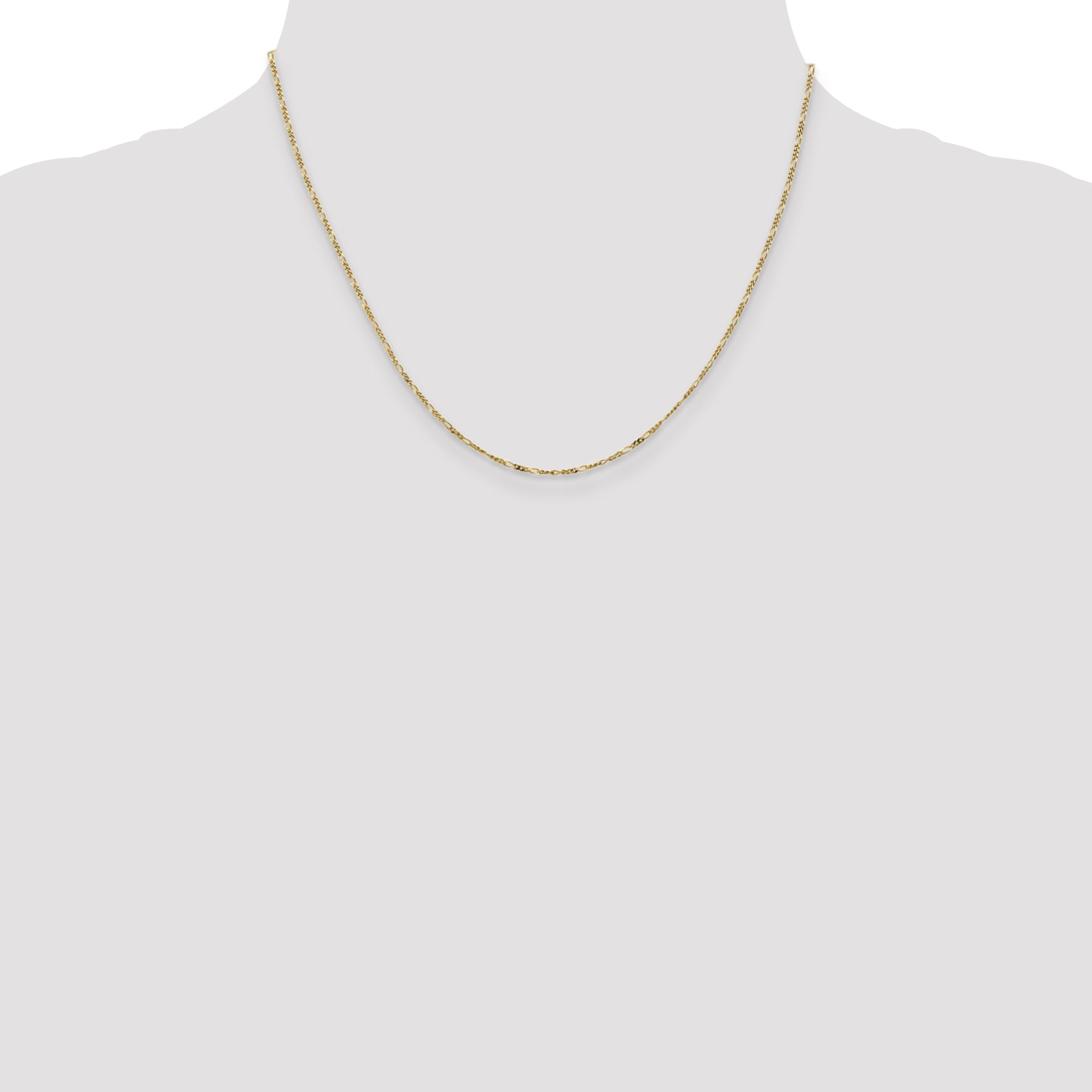 10K Yellow Gold 1.25mm Flat Figaro Pendant Chain