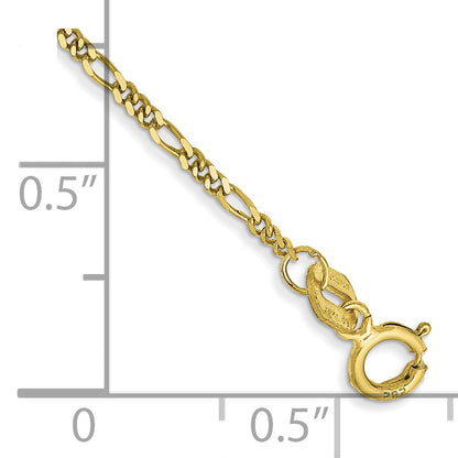 10K Yellow Gold 1.25mm Flat Figaro Chain Anklet