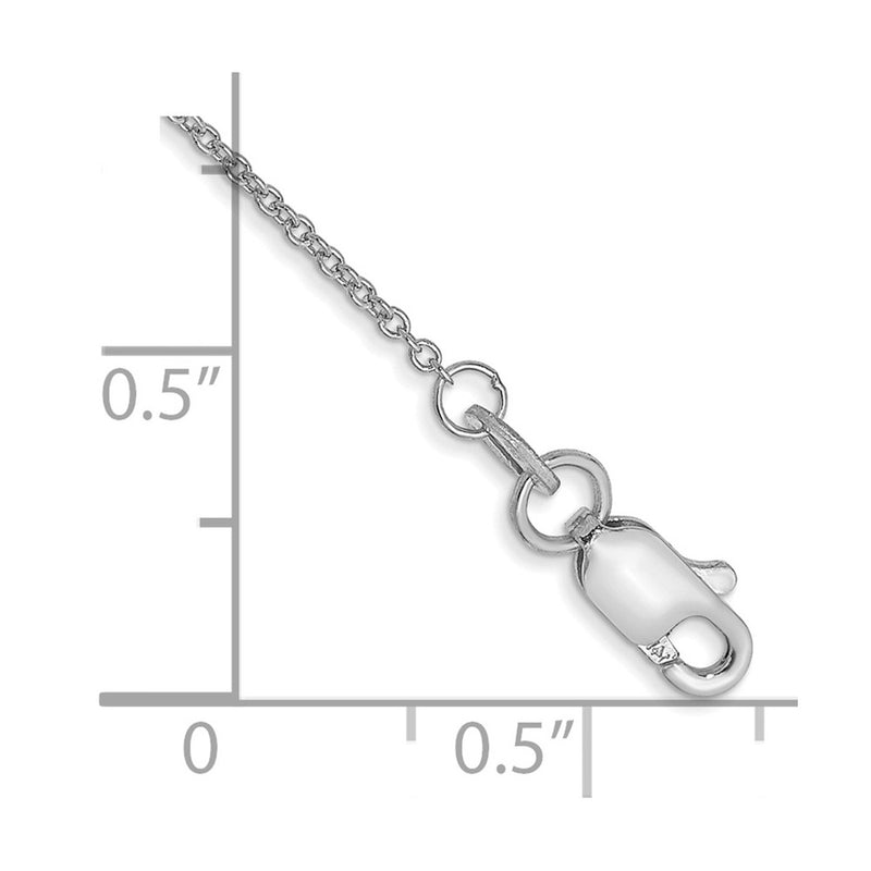 10K White Gold Wg 1mm Round Open Link Cable Chain Anklet