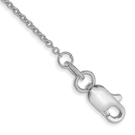 10K White Gold Wg 1mm Round Open Link Cable Chain Anklet