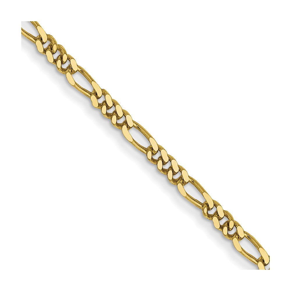10K Yellow Gold 1.25mm Flat Figaro Pendant Chain Necklace