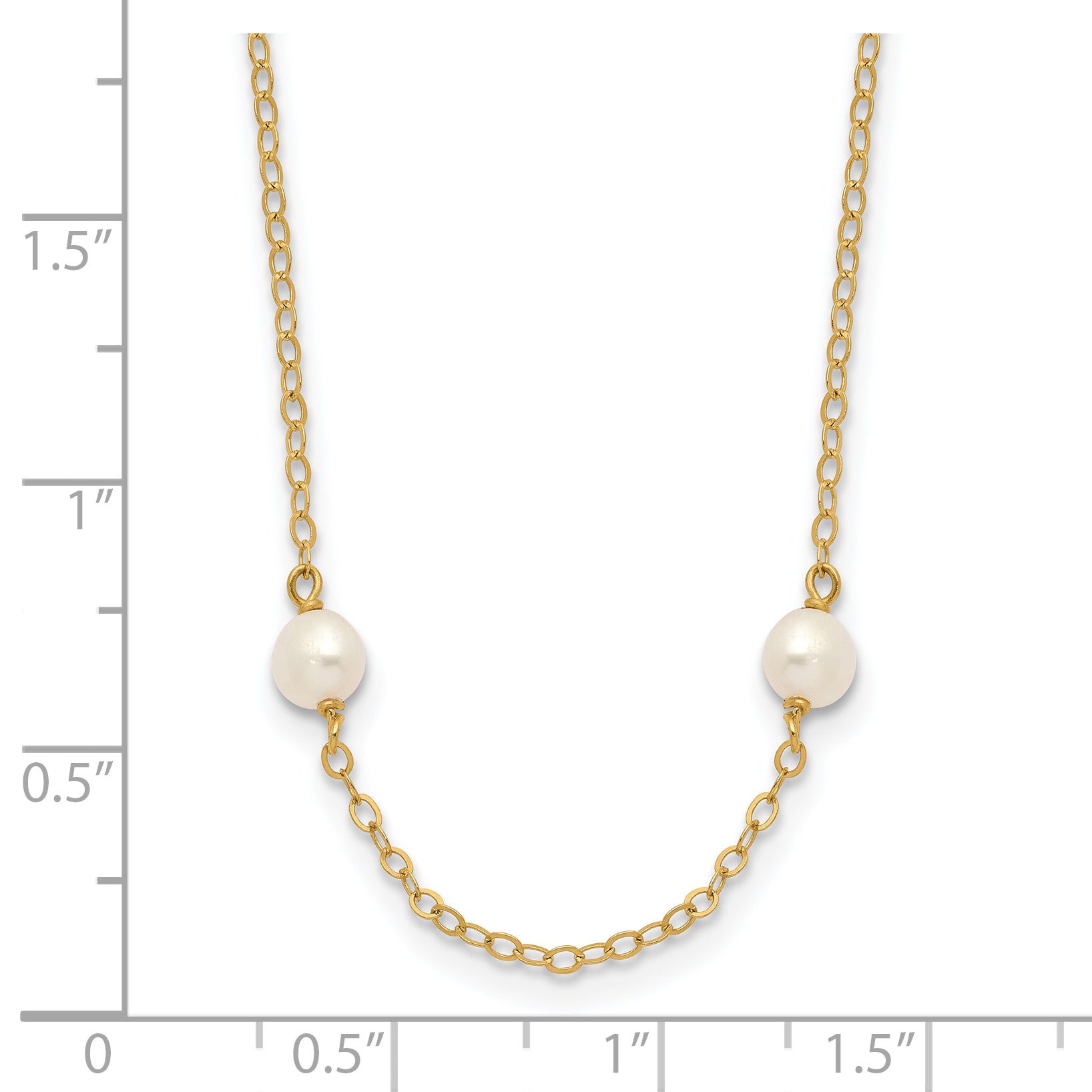 10K Yellow Gold 4-5mm White Near Round Freshwater Cultured Pearl 8-Station 16 Inch Necklace