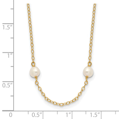 10K Yellow Gold 4-5mm White Near Round Freshwater Cultured Pearl 8-Station 16 Inch Necklace