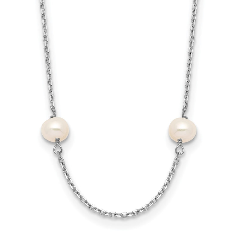 10K White Gold 4-5mm Near Round Freshwater Cultured Pearl 8-Station 16 Inch Necklace