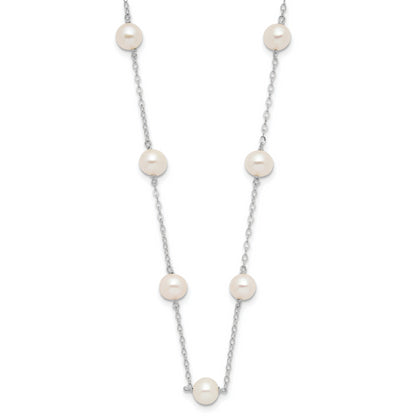 10K Yellow Gold 10K 5.5-6.5mm White Near Round Freshwater Cultured Pearl 12-Station 16 Inch Necklace