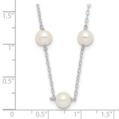 10K Yellow Gold White 5.5-6.5mm Near Round Freshwater Cultured Pearl 12-Station 18 Inch Necklace