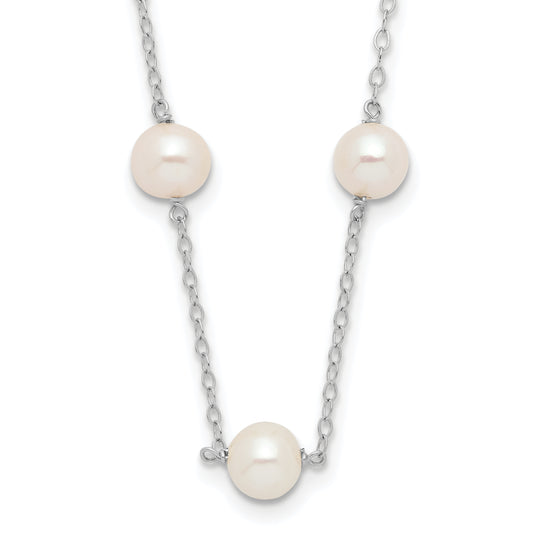 10K Yellow Gold 10K 5.5-6.5mm White Near Round Freshwater Cultured Pearl 12-Station 16 Inch Necklace