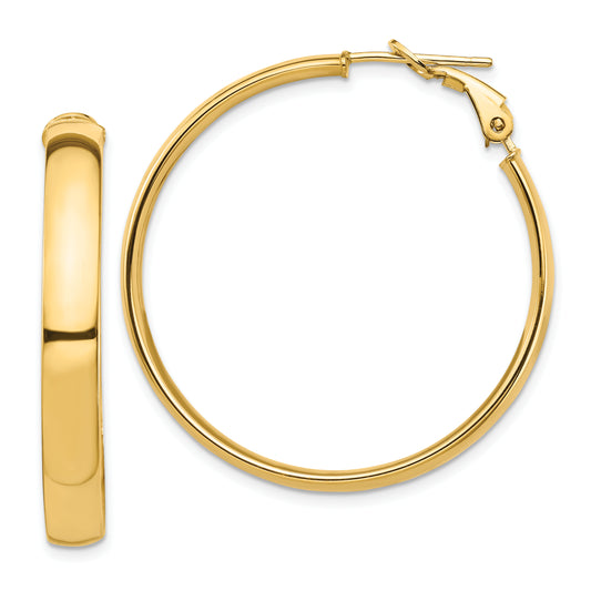 10K Yellow Gold High Polished 5mm Omega Back Hoop Earrings
