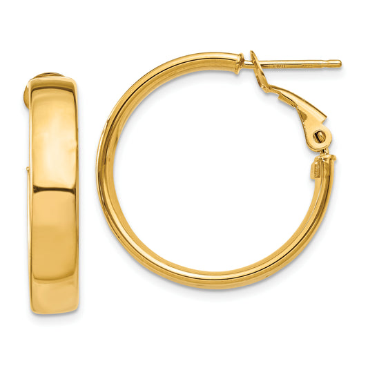 10K Yellow Gold 5mm Omega Back Hoop Earrings
