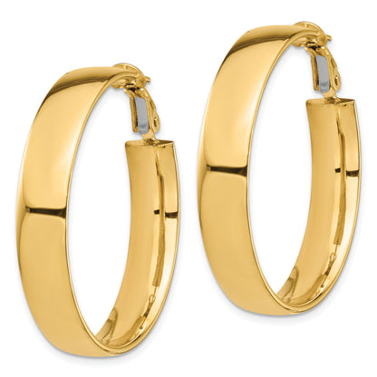 10K Yellow Gold High Polished 7mm Omega Back Hoop Earrings