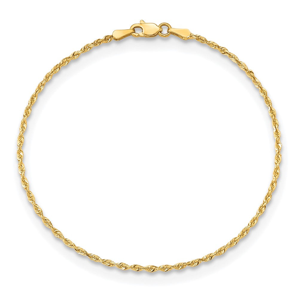 7 Inch 10K Yellow Gold 1.85mm D/C Quadruple Rope Chain Bracelet