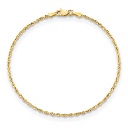 7 Inch 10K Yellow Gold 1.85mm D/C Quadruple Rope Chain Bracelet