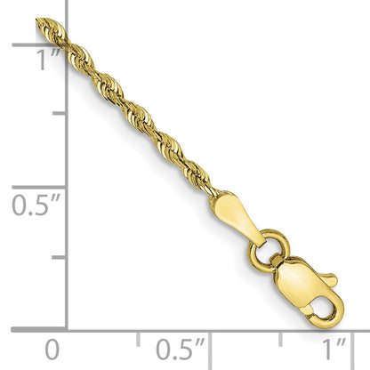 7 Inch 10K Yellow Gold 1.85mm D/C Quadruple Rope Chain Bracelet