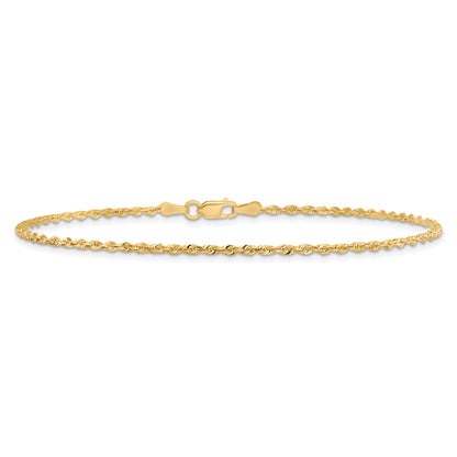 10K Yellow Gold 1.85mm D/C Quadruple Rope Chain Anklet