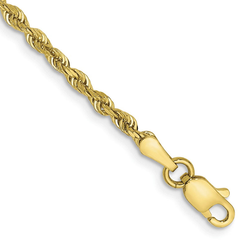8 Inch 10K Yellow Gold 2.25mm D/C Quadruple Rope Chain Bracelet