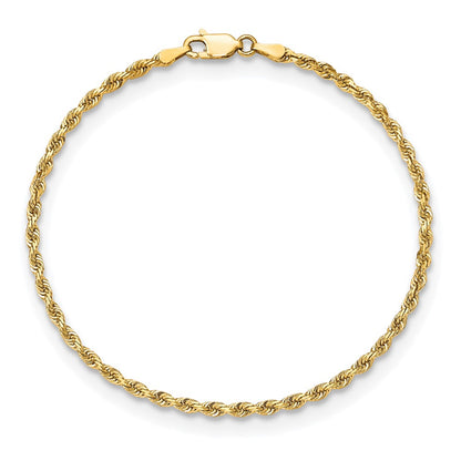 8 Inch 10K Yellow Gold 2.75mm D/C Quadruple Rope Chain Bracelet