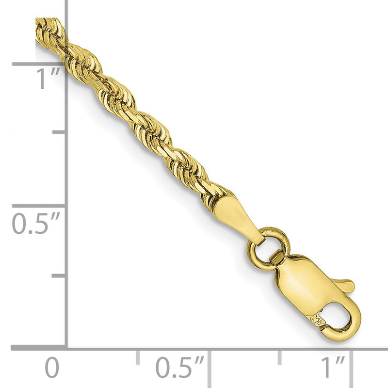 10K Yellow Gold 2.75mm D/C Quadruple Rope Chain Bracelet