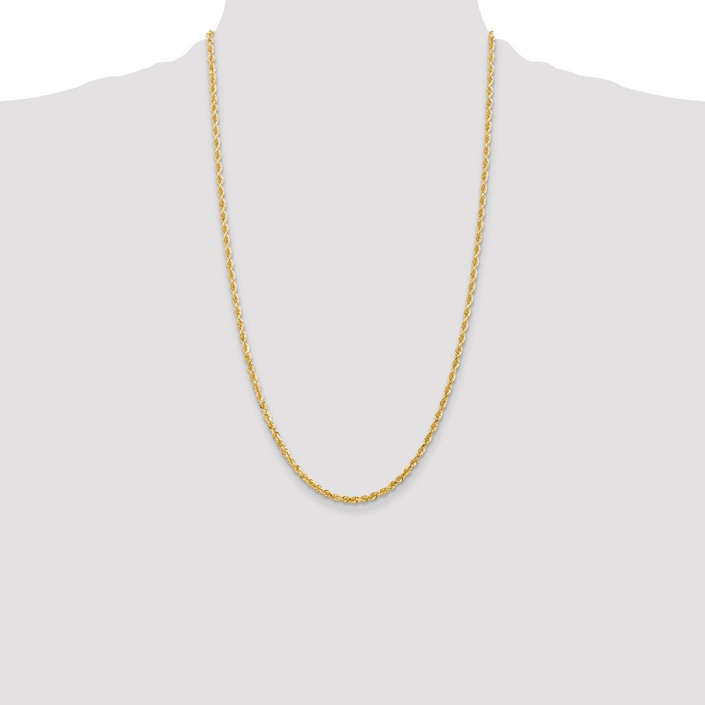 26 Inch 10K Yellow Gold 3mm D/C Quadruple Rope Chain Necklace