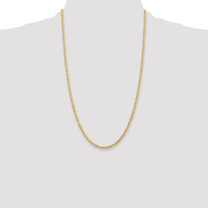 26 Inch 10K Yellow Gold 3mm D/C Quadruple Rope Chain Necklace