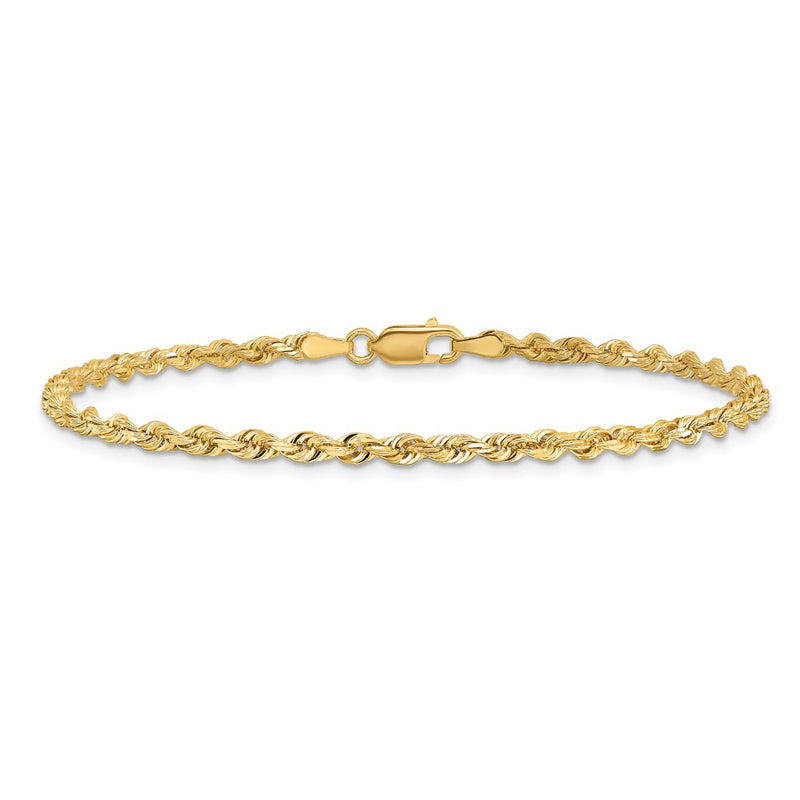 8 Inch 10K Yellow Gold 3mm D/C Quadruple Rope Chain Bracelet