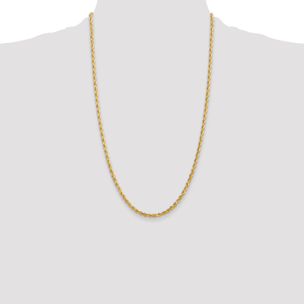 26 Inch 10K Yellow Gold 3.35mm D/C Quadruple Rope Chain Necklace