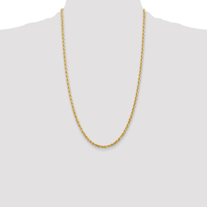 26 Inch 10K Yellow Gold 3.35mm D/C Quadruple Rope Chain Necklace