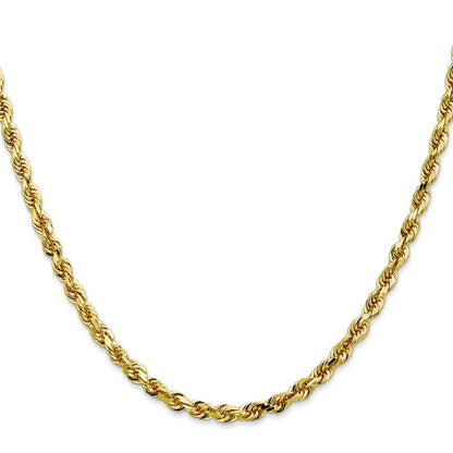 10K Yellow Gold 4mm D/C Quadruple Rope Chain Necklace