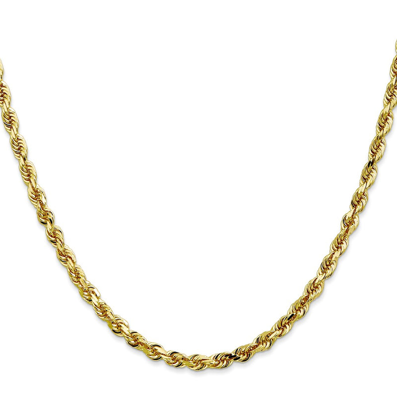 10K Yellow Gold 4mm D/C Quadruple Rope Chain Necklace