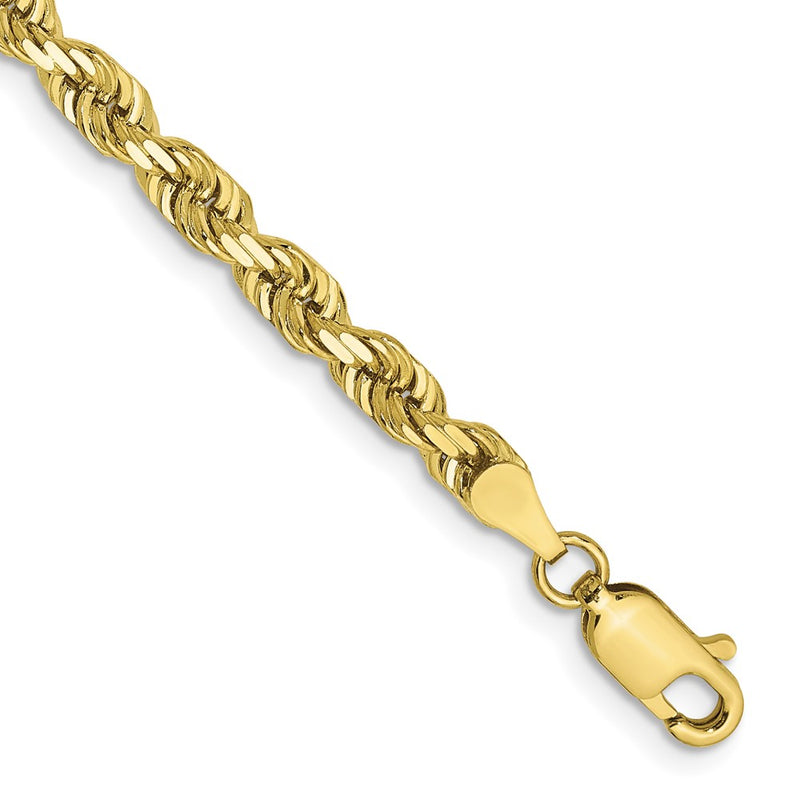 8 Inch 10K Yellow Gold 4mm D/C Quadruple Rope Chain Bracelet