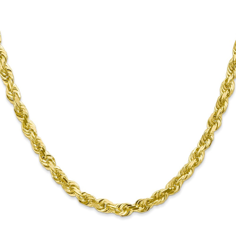 10K Yellow Gold 5mm D/C Quadruple Rope Chain Necklace