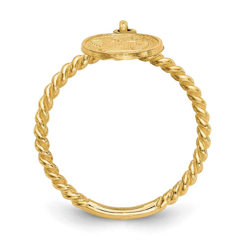 10K Yellow Gold Polished Angel Dangle Charm Child'S Ring