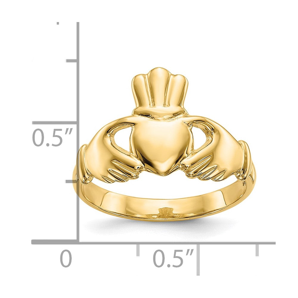 10K Yellow Gold Polished Claddagh Ring
