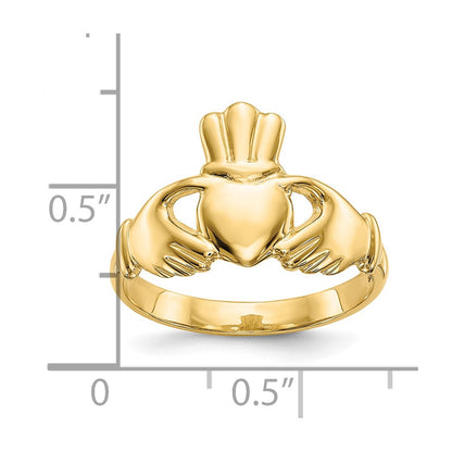 10K Yellow Gold Polished Claddagh Ring