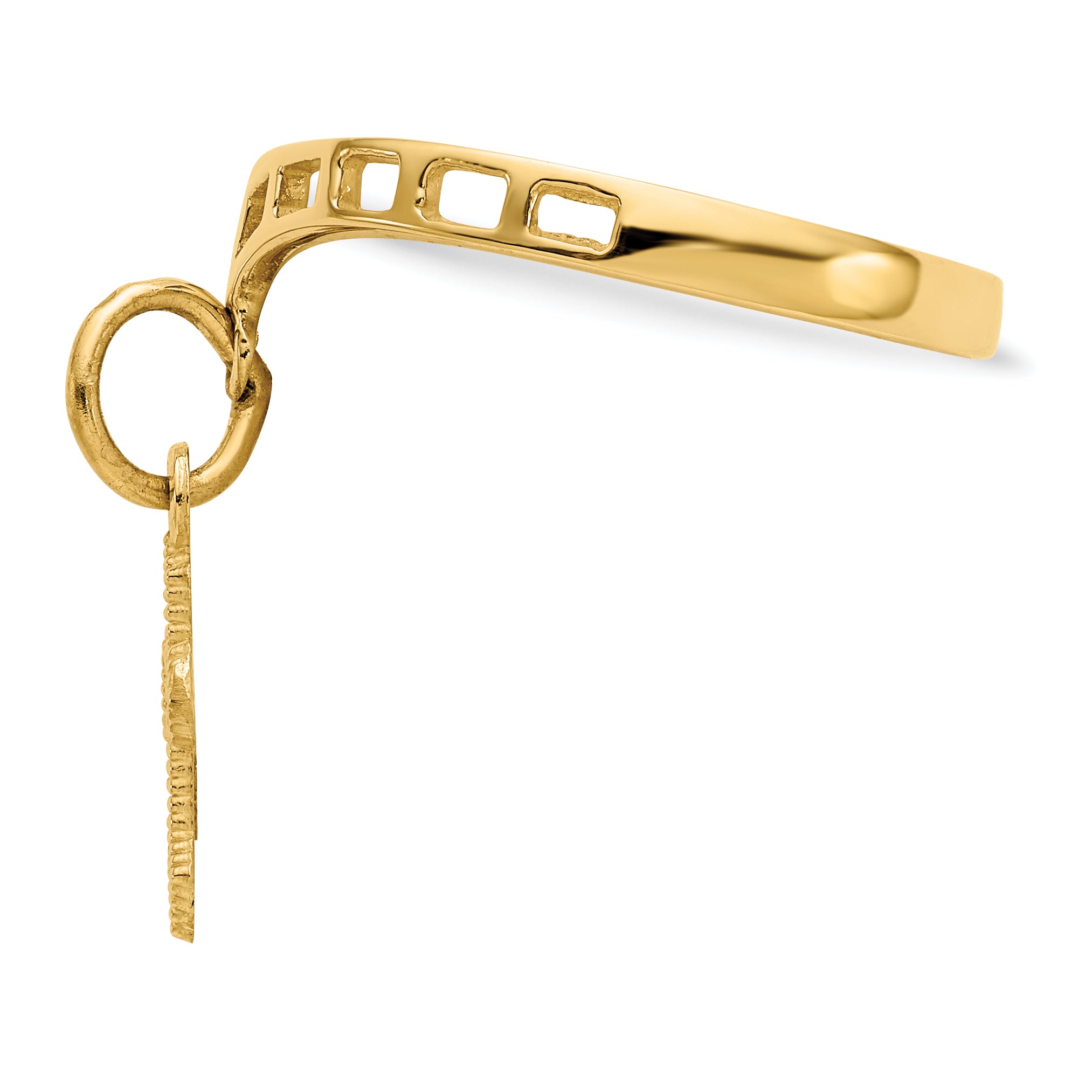 10K Yellow Gold Polished Cross Dangle Charm Ring