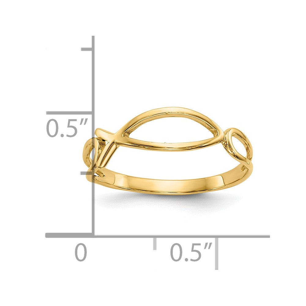 10K Yellow Gold Polished Ichthus Fish Ring