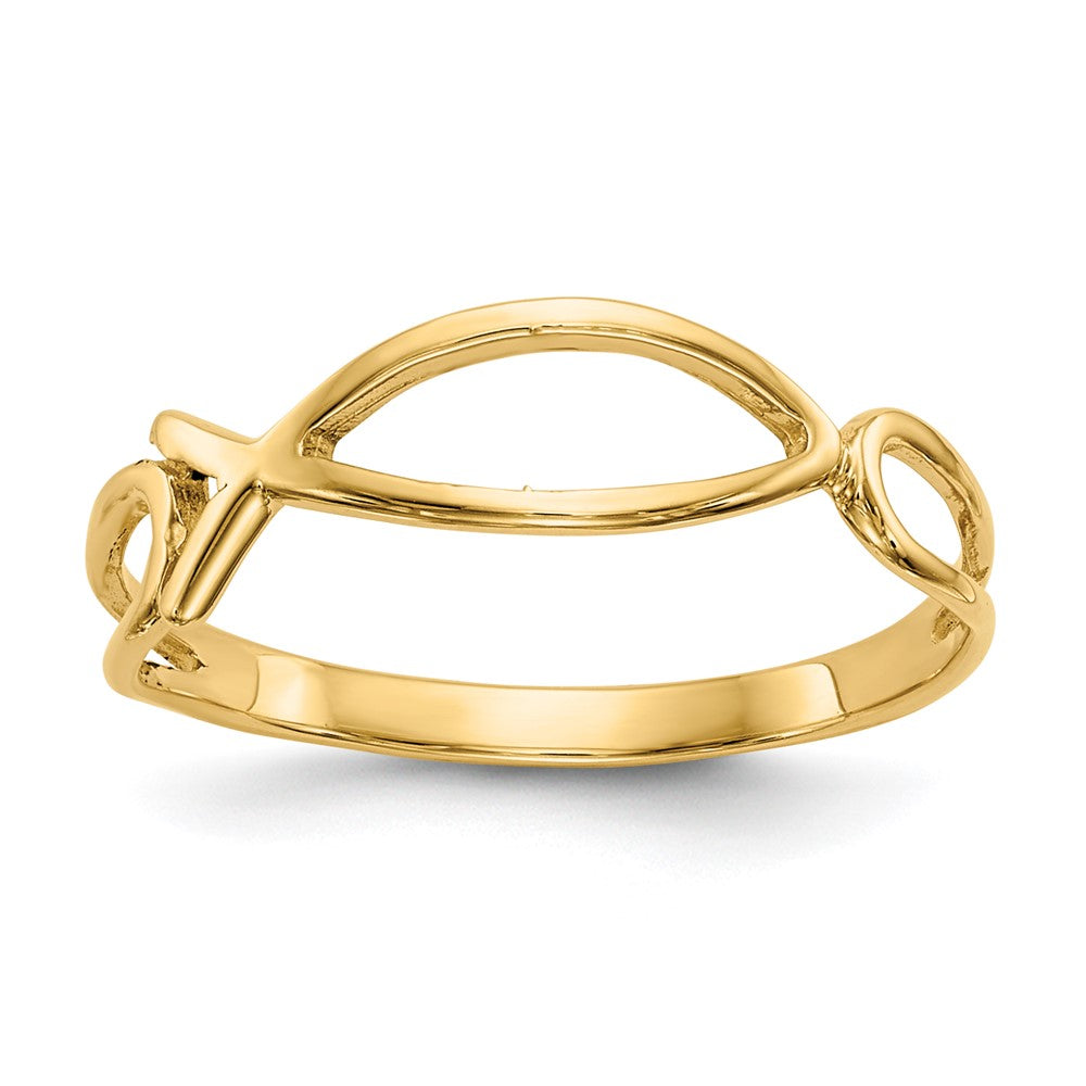 10K Yellow Gold Polished Ichthus Fish Ring