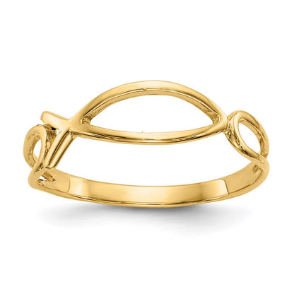 10K Yellow Gold Polished Ichthus Fish Ring