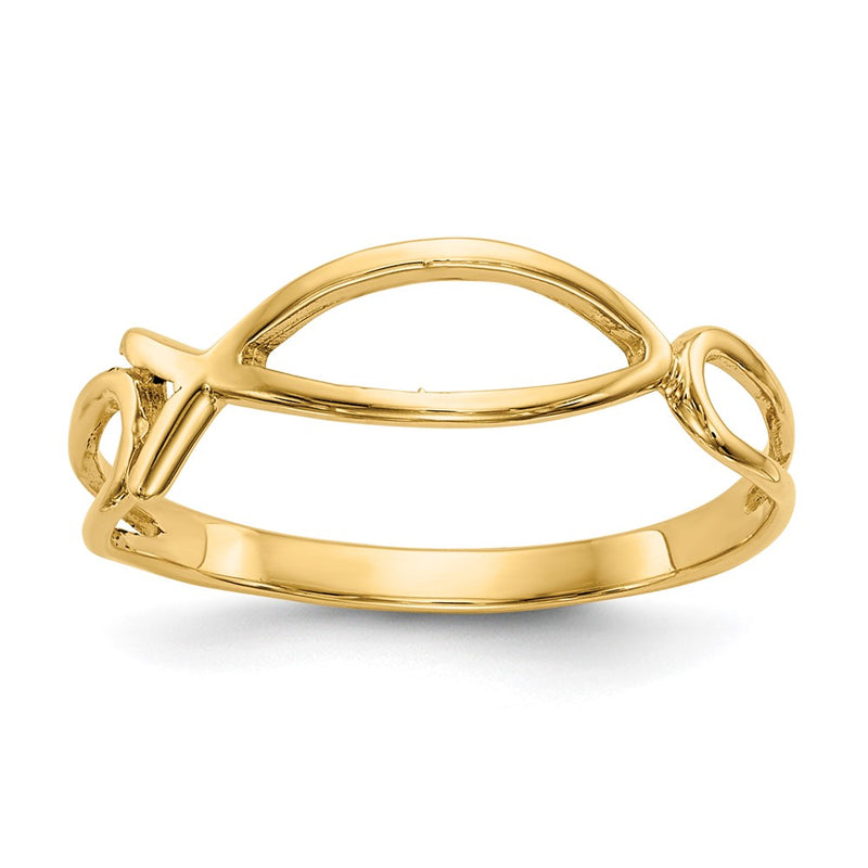 10K Yellow Gold Polished Ichthus Fish Ring