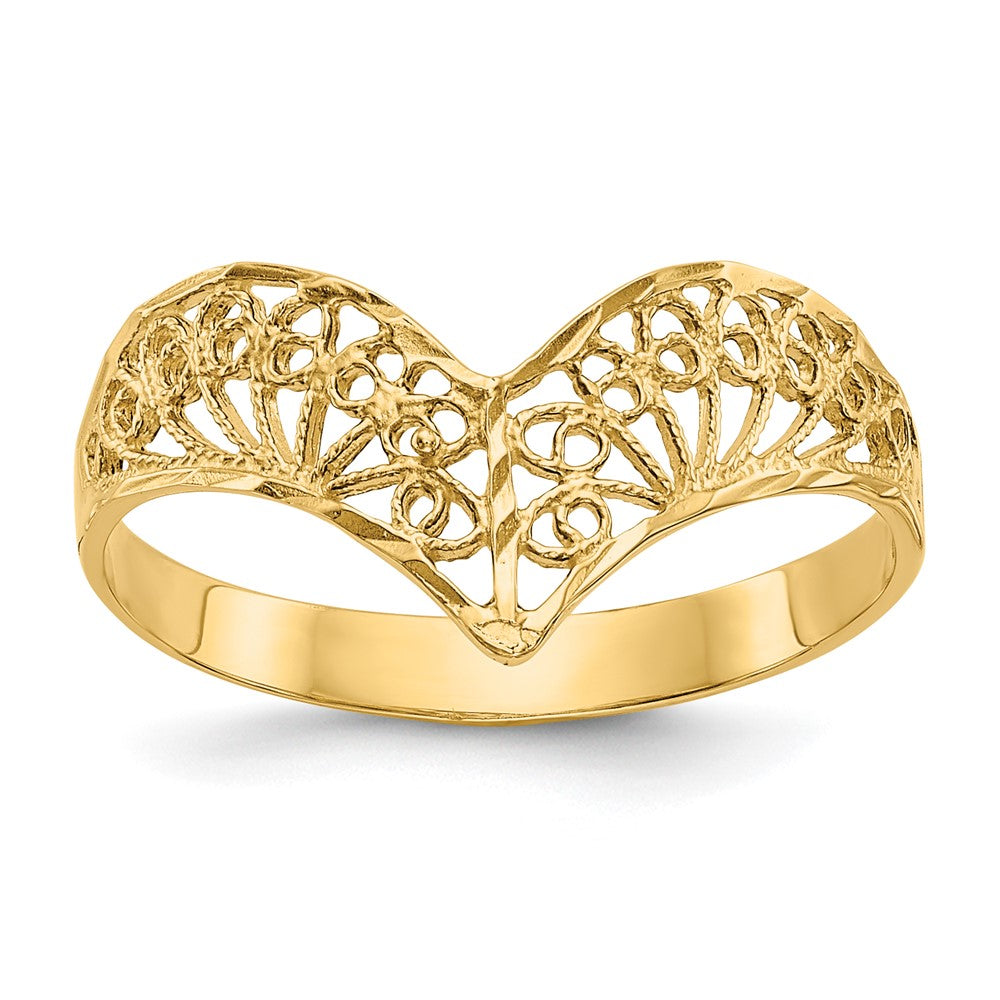 10K Yellow Gold Diamond-Cut Filigree Ring
