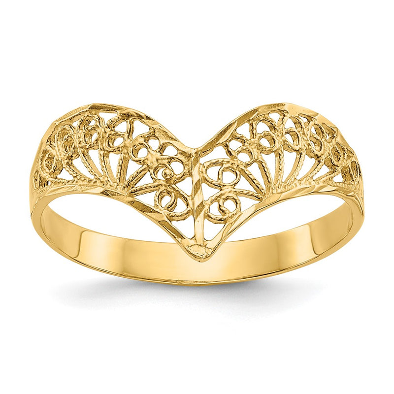 10K Yellow Gold Diamond-Cut Filigree Ring