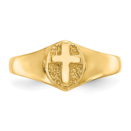 10K Yellow Gold Childs Polished Cross Ring