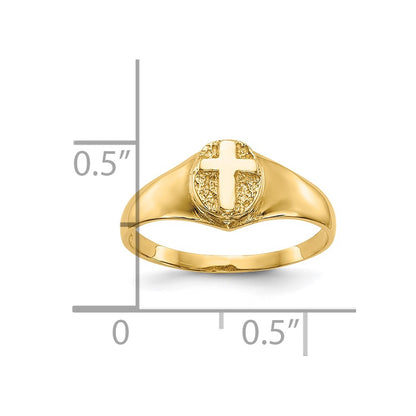 10K Yellow Gold Childs Polished Cross Ring