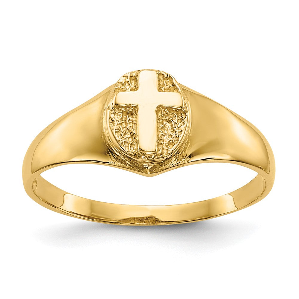 10K Yellow Gold Childs Polished Cross Ring