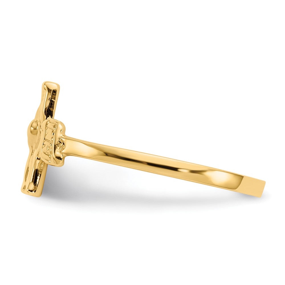 10K Yellow Gold Childs Polished Crucifix Ring