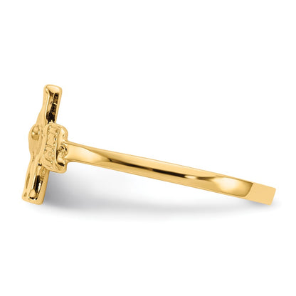 10K Yellow Gold Childs Polished Crucifix Ring